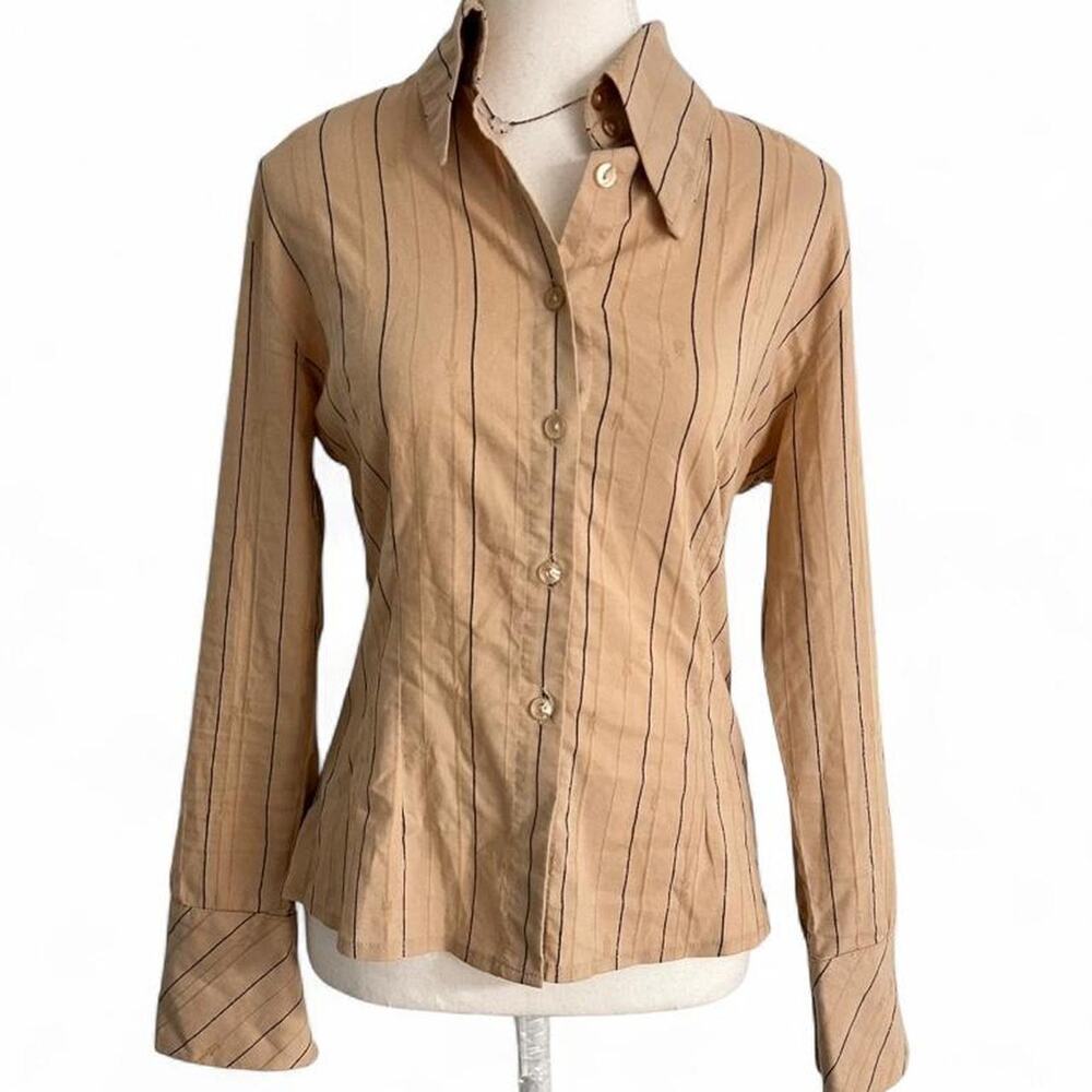 Y.G.D. Collection Vintage Striped Down Patches Cute Sleeves Fitted Fit Size S